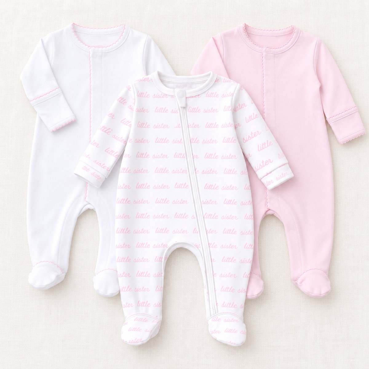 Little Sister Print Zip + Essential Footies - Set of 3