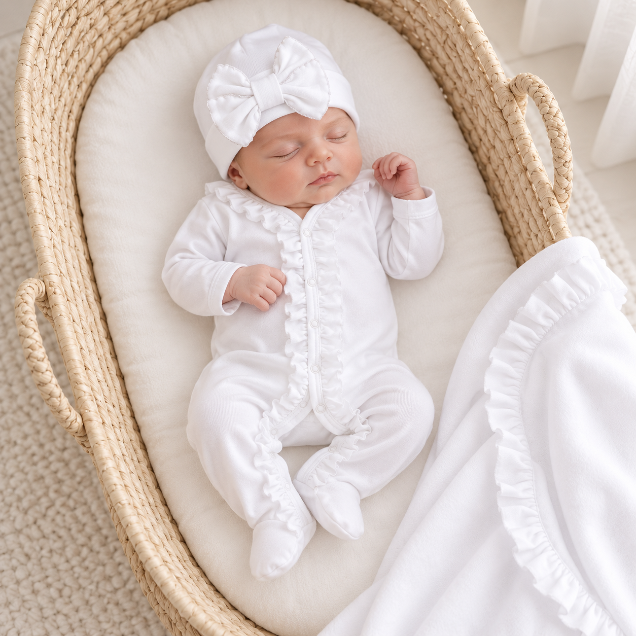 Baby Girl White Take Me Home Set with Bow Hat