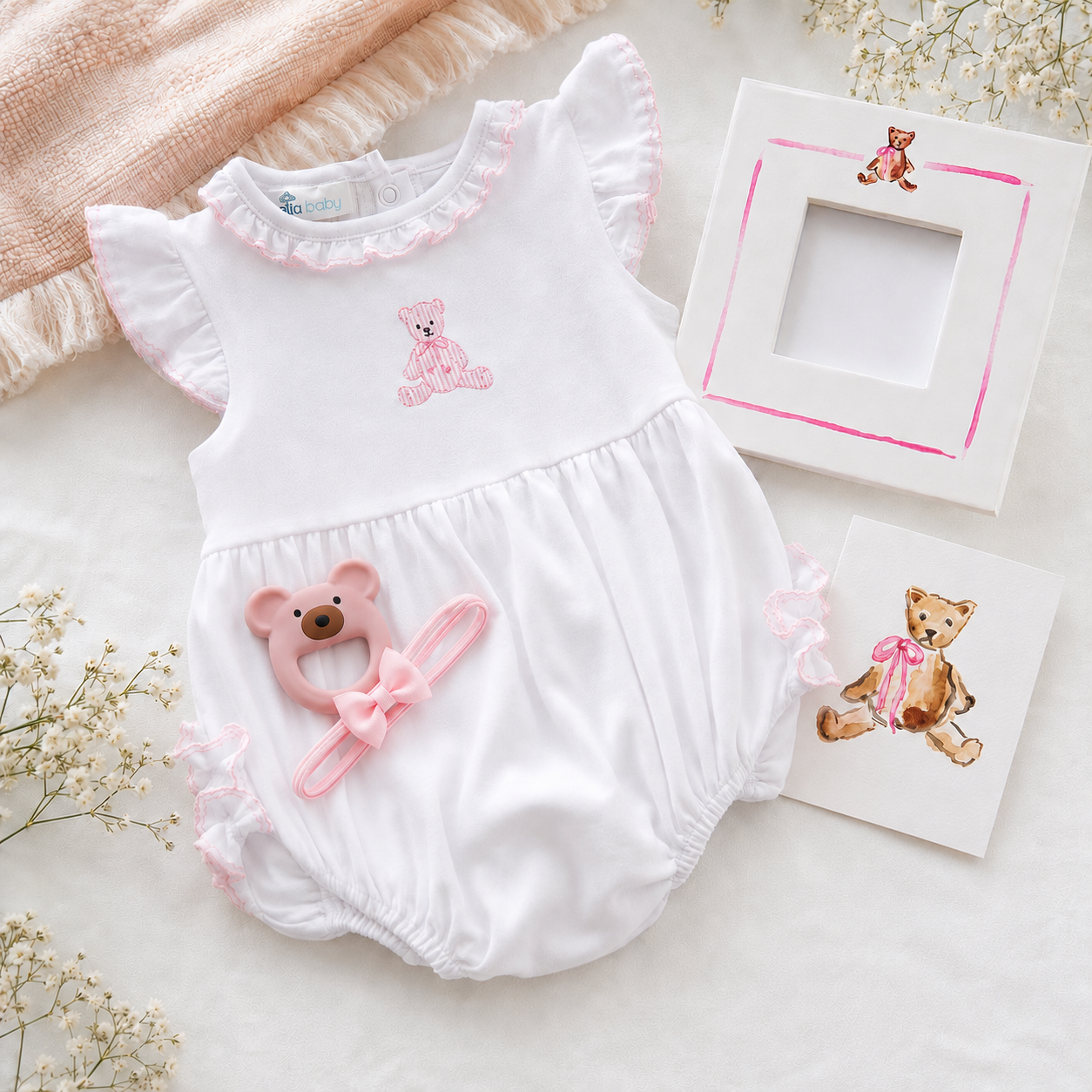 Baby Girl My Teddy Bubble Gift Set with Frame