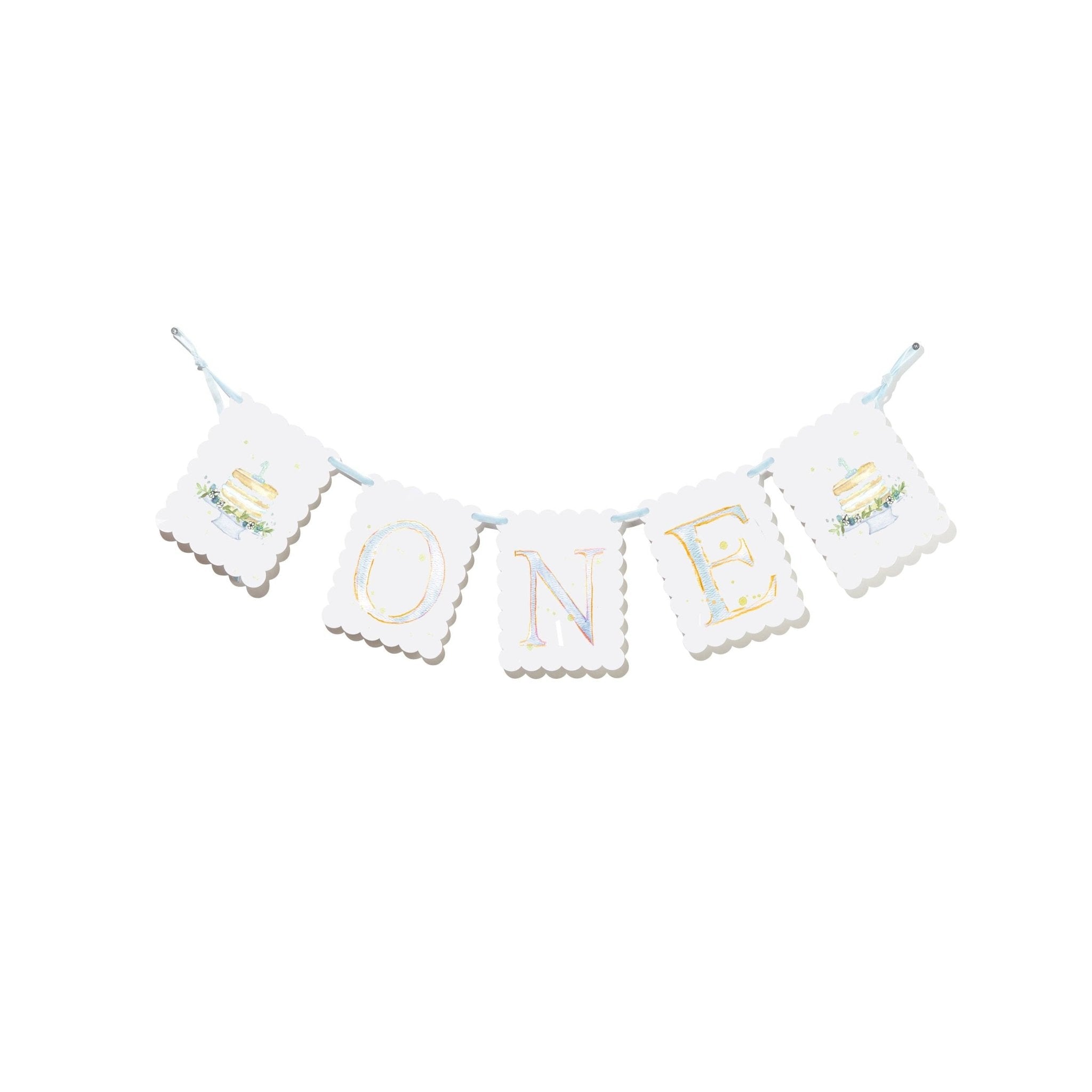 Over the Moon Gift_Baby's First Birthday Highchair Banner - Blue_1