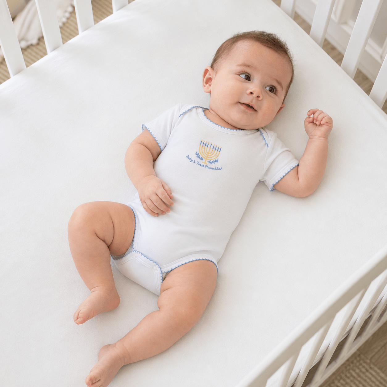 Magnolia Baby_Baby's First Hanukkah Hand-Embroidered Bodysuit_1