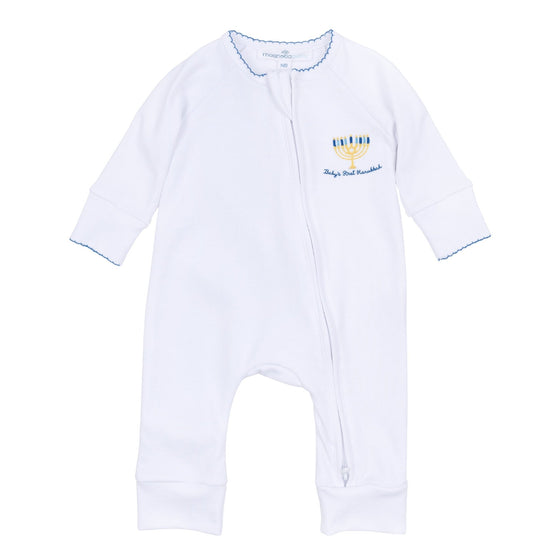 Baby's First Hanukkah Zip Playsuit - Magnolia BabyPlaysuit