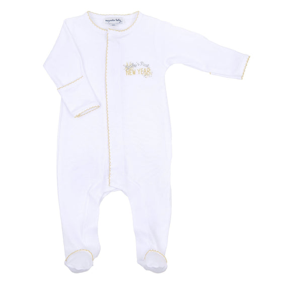 Baby's First New Year Embroidered Footie - Magnolia BabyFootie