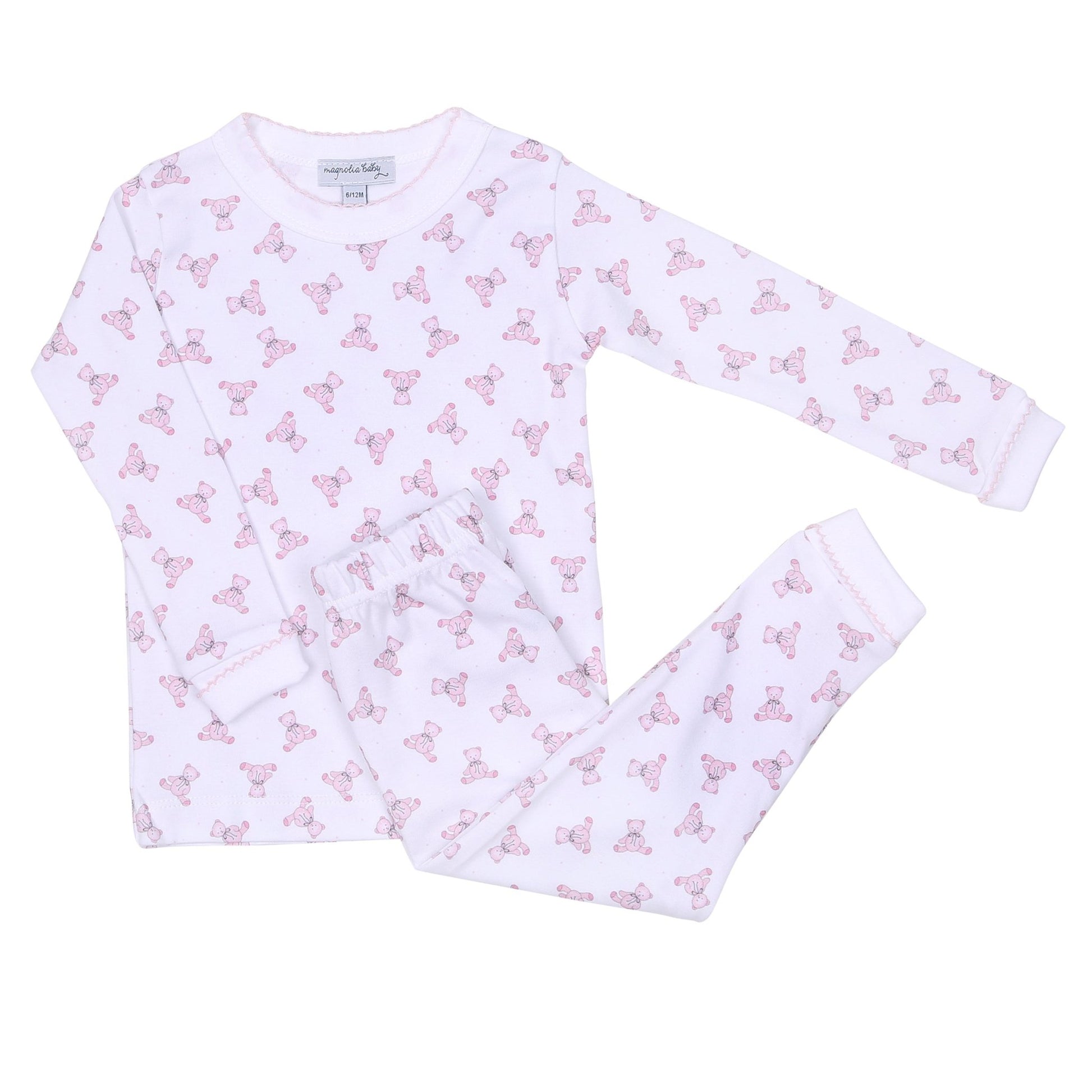 Baby's Teddy Essentials Infant/Toddler Pink Long Pajamas - Magnolia BabyLong Pajamas
