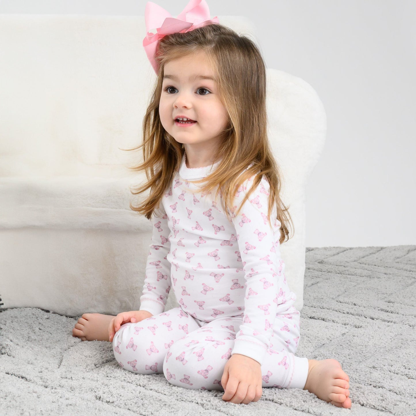 Baby's Teddy Essentials Infant/Toddler Pink Long Pajamas - Magnolia BabyLong Pajamas