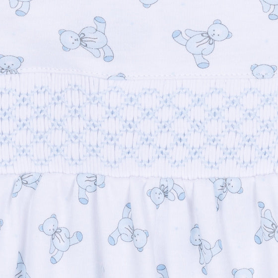 Baby's Teddy Smocked Footie - Light Blue - Magnolia BabyFootie