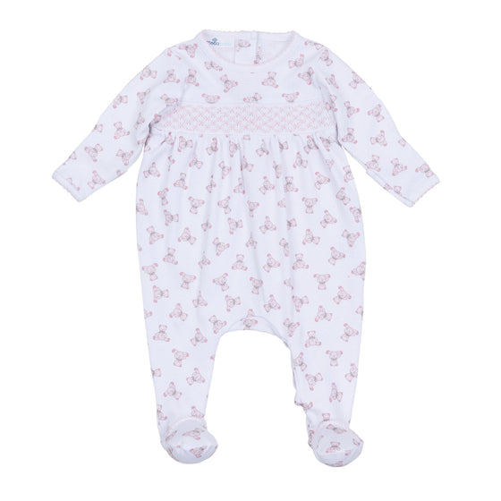 Baby's Teddy Smocked Footie - Pink - Magnolia BabyFootie