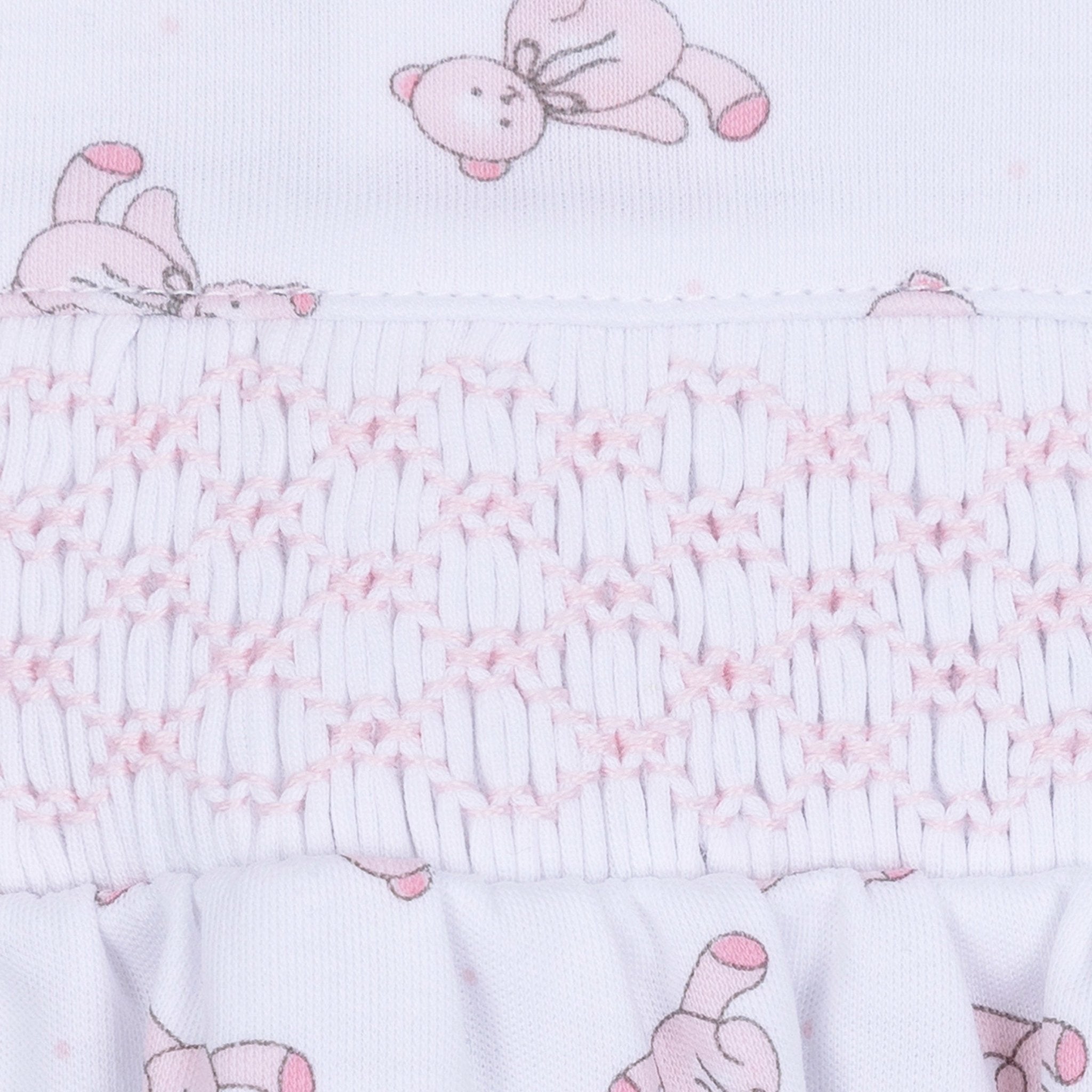 Baby's Teddy Smocked Footie - Pink - Magnolia BabyFootie