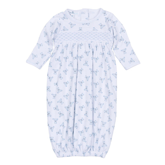 Baby's Teddy Smocked Gown - Light Blue - Magnolia BabyConverter Gown