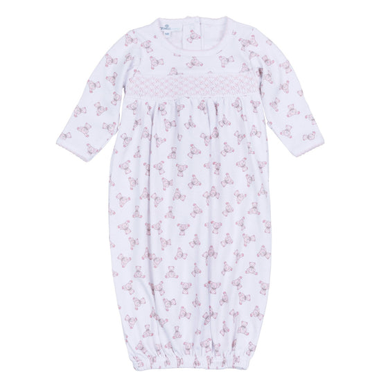 Baby's Teddy Smocked Gown - Pink - Magnolia BabyConverter Gown
