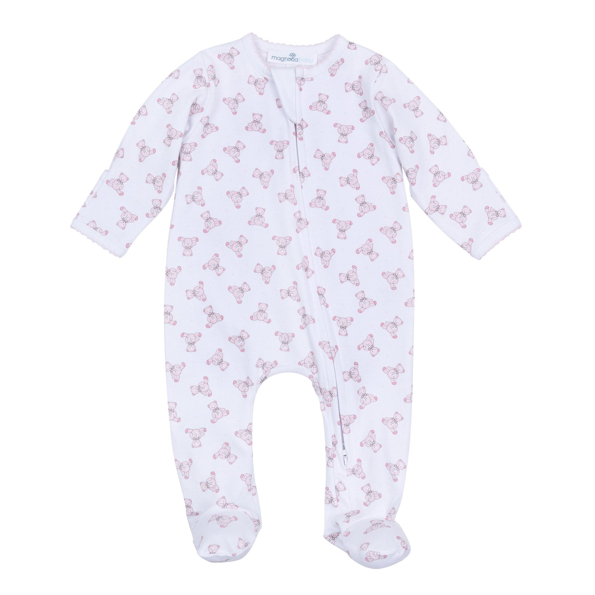 Baby's Teddy Zip Footie - Pink - Magnolia BabyFootie