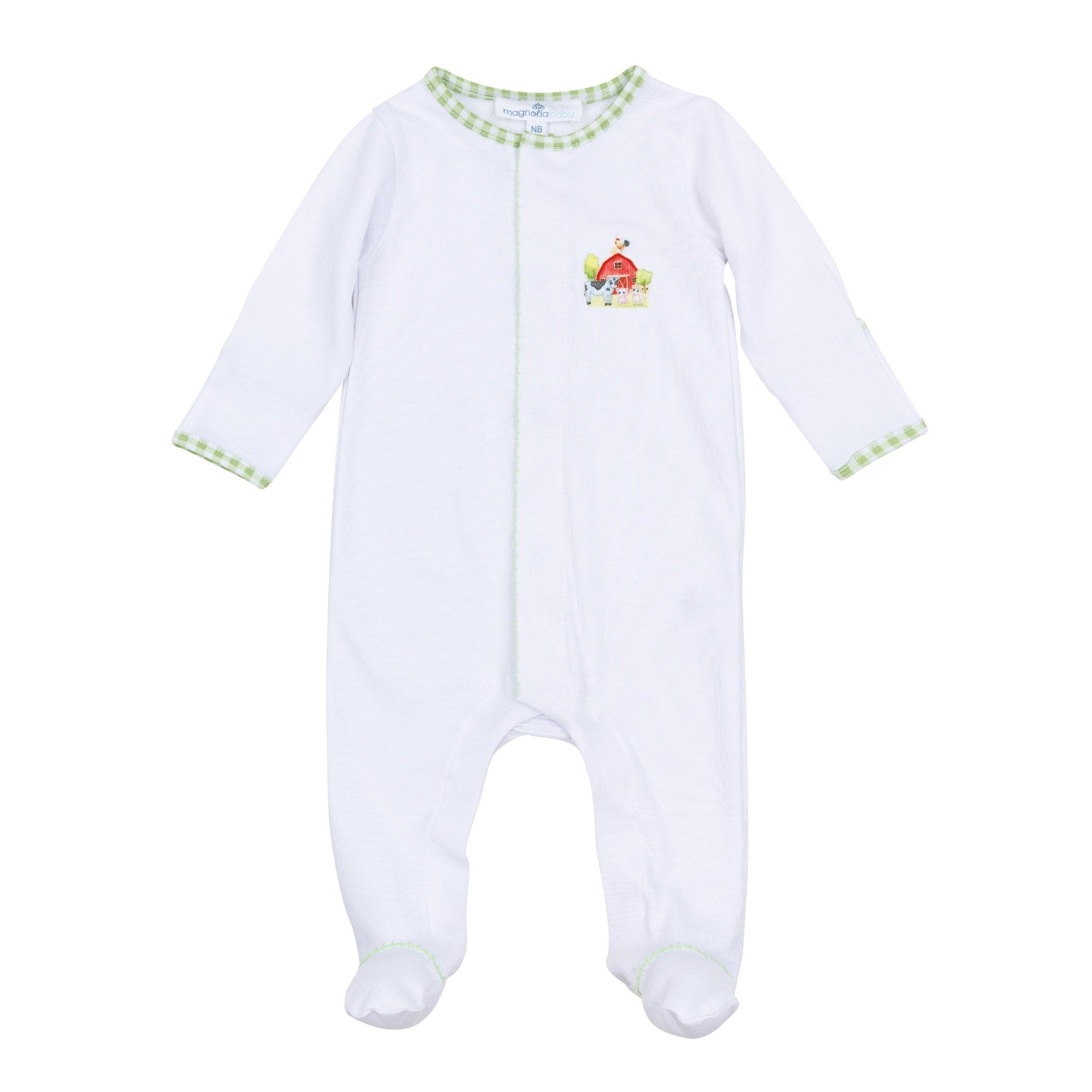 Barnyard Babies Embroidered Footie - Magnolia BabyFootie