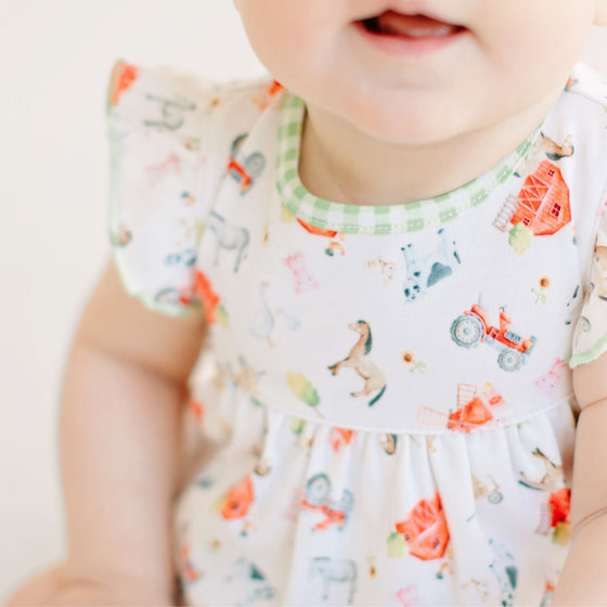 Barnyard Babies Print Ruffle Bubble - Magnolia BabyBubble
