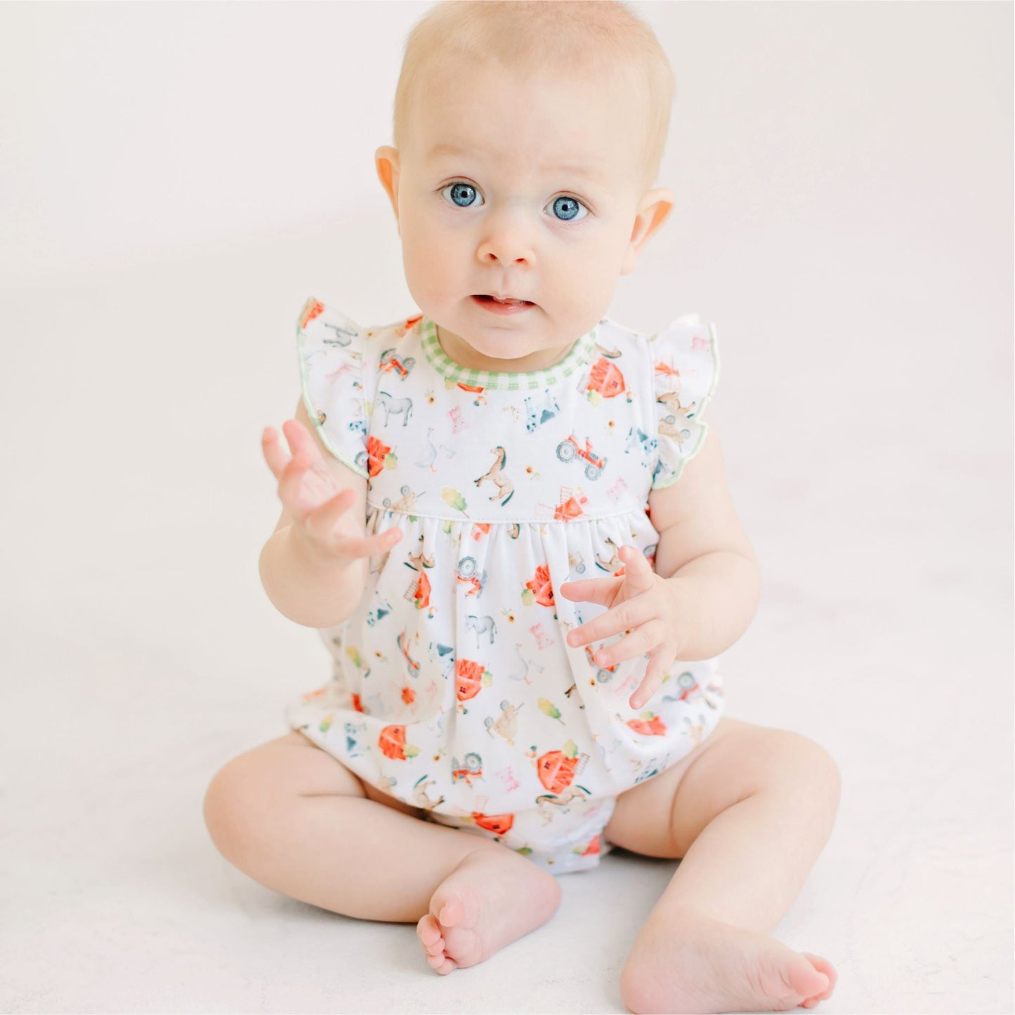 Barnyard Babies Print Ruffle Bubble - Magnolia BabyBubble