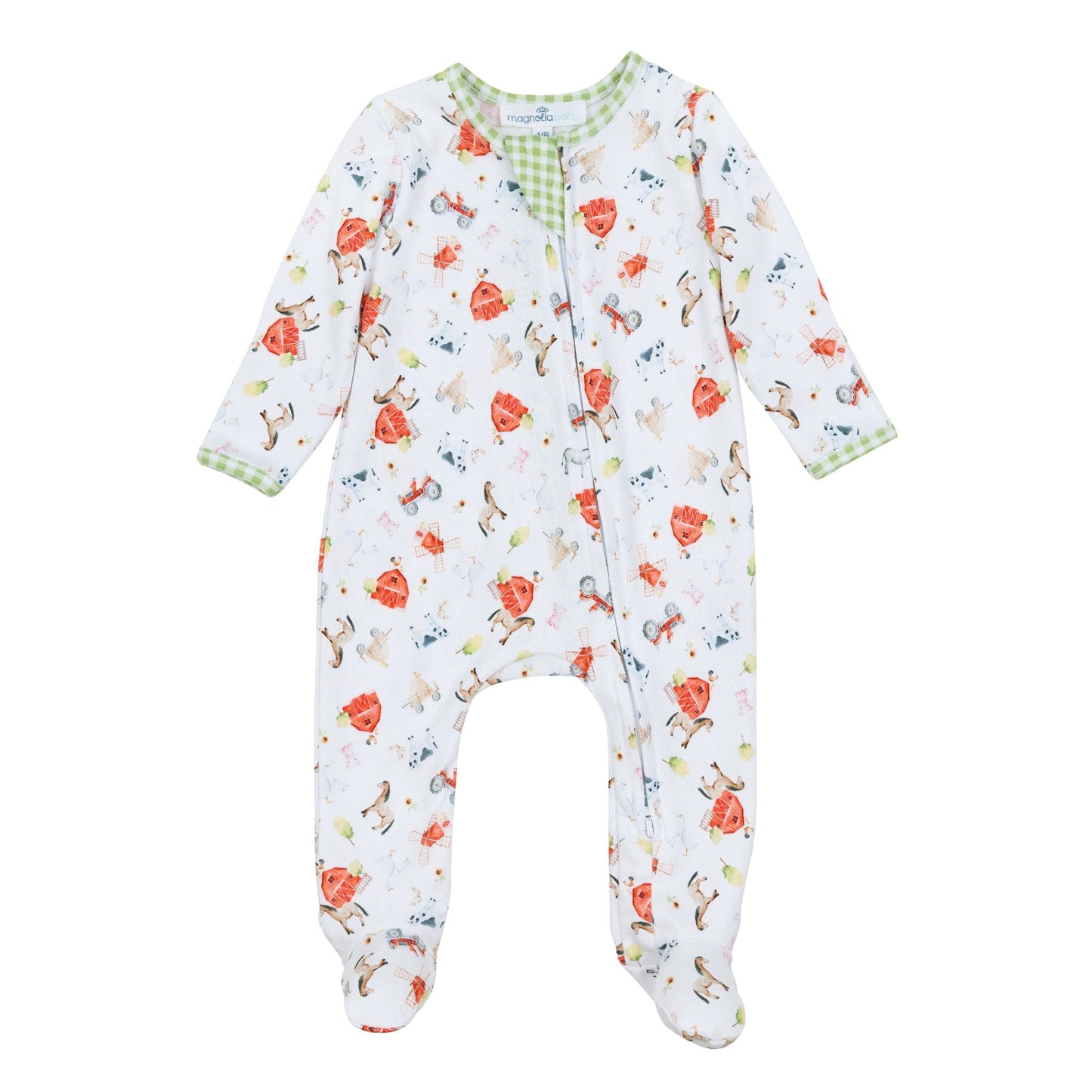 Barnyard Babies Print Zip Footie - Magnolia BabyFootie