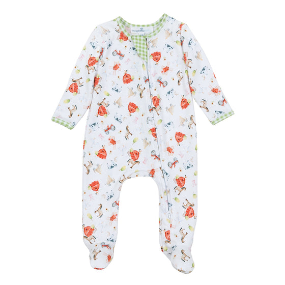 Barnyard Babies Print Zip Footie - Magnolia BabyFootie