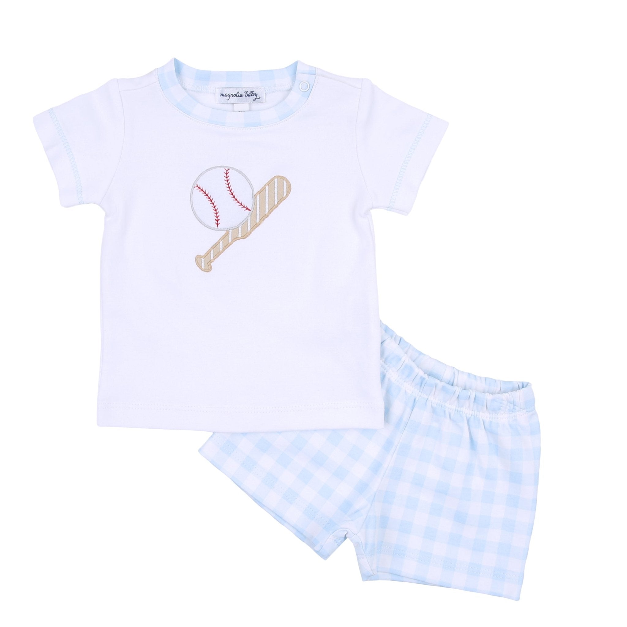 Batter Up Applique Blue Short Set - Magnolia BabyShort Set