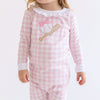 Batter Up Applique Pink Ruffle Long Pajamas - Magnolia BabyLong Pajamas