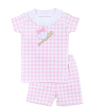  Batter Up Applique Pink Ruffle Toddler Short Pajamas - Magnolia BabyShort Pajamas