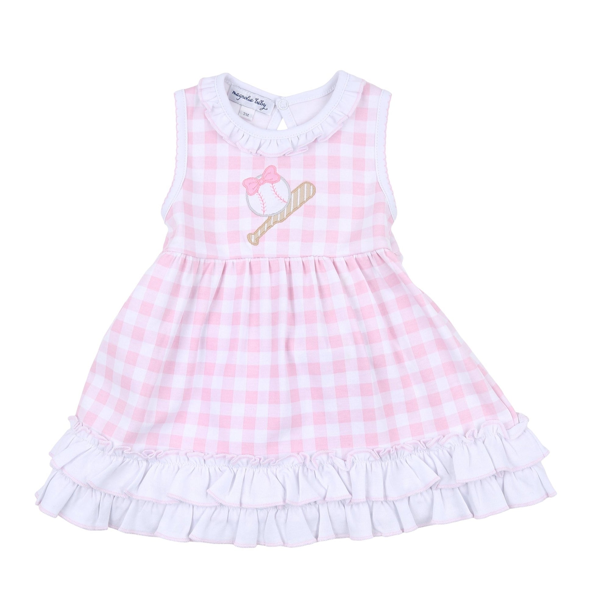 Batter Up Applique Pink Sleeveless Dress Set - Magnolia BabyDress