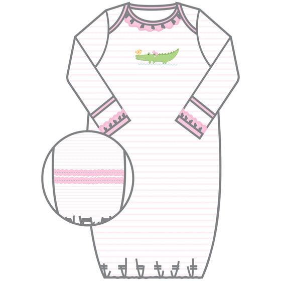 Bayou Babies Applique Lap Gown - Pink - Magnolia BabyGown