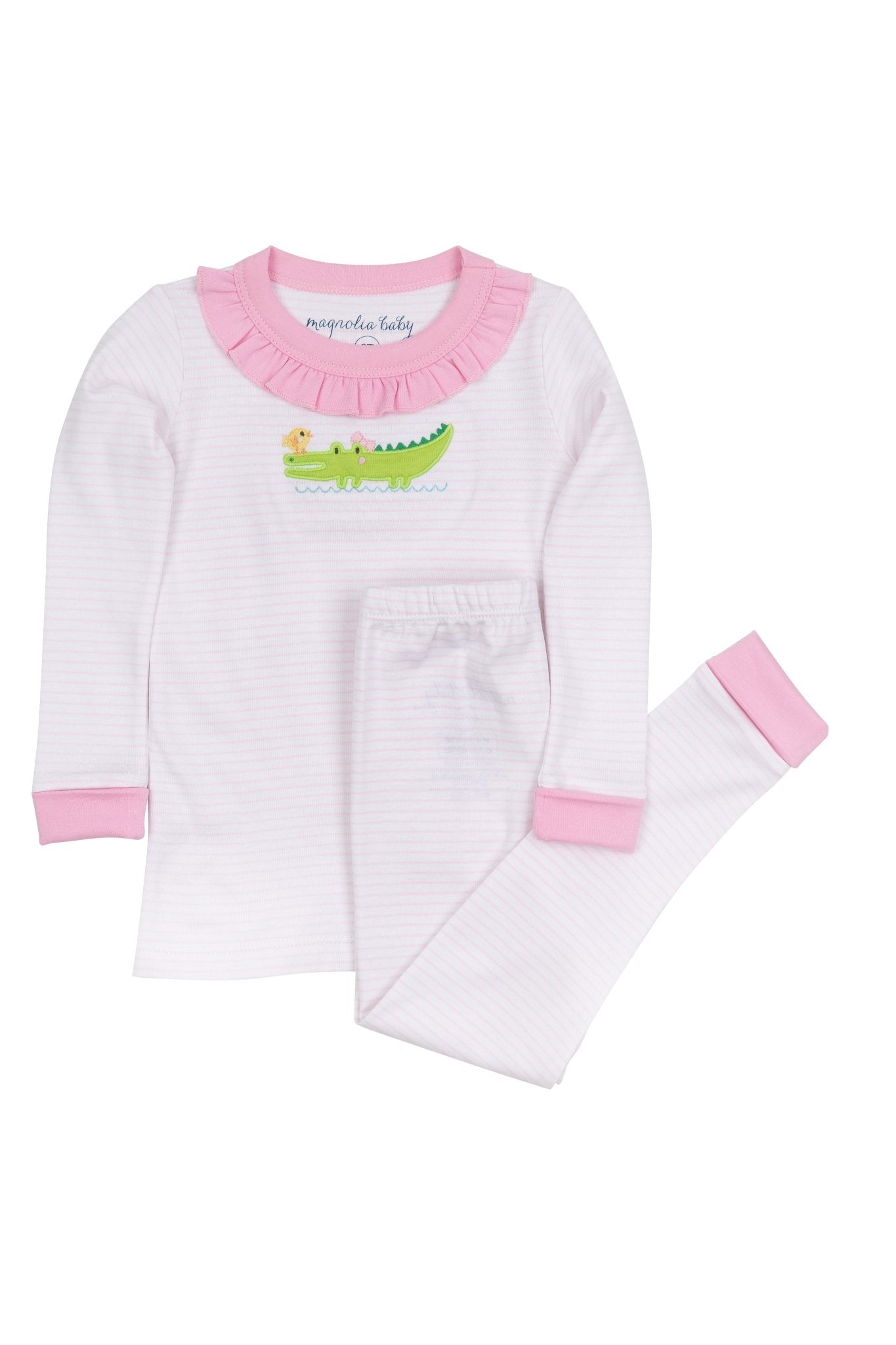 Bayou Babies Applique Long Pajamas - Pink - Magnolia BabyLong Pajamas