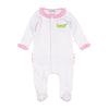 Bayou Babies Applique Ruffle Footie - Pink - Magnolia BabyFootie