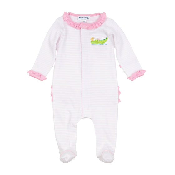 Bayou Babies Applique Ruffle Footie - Pink - Magnolia BabyFootie