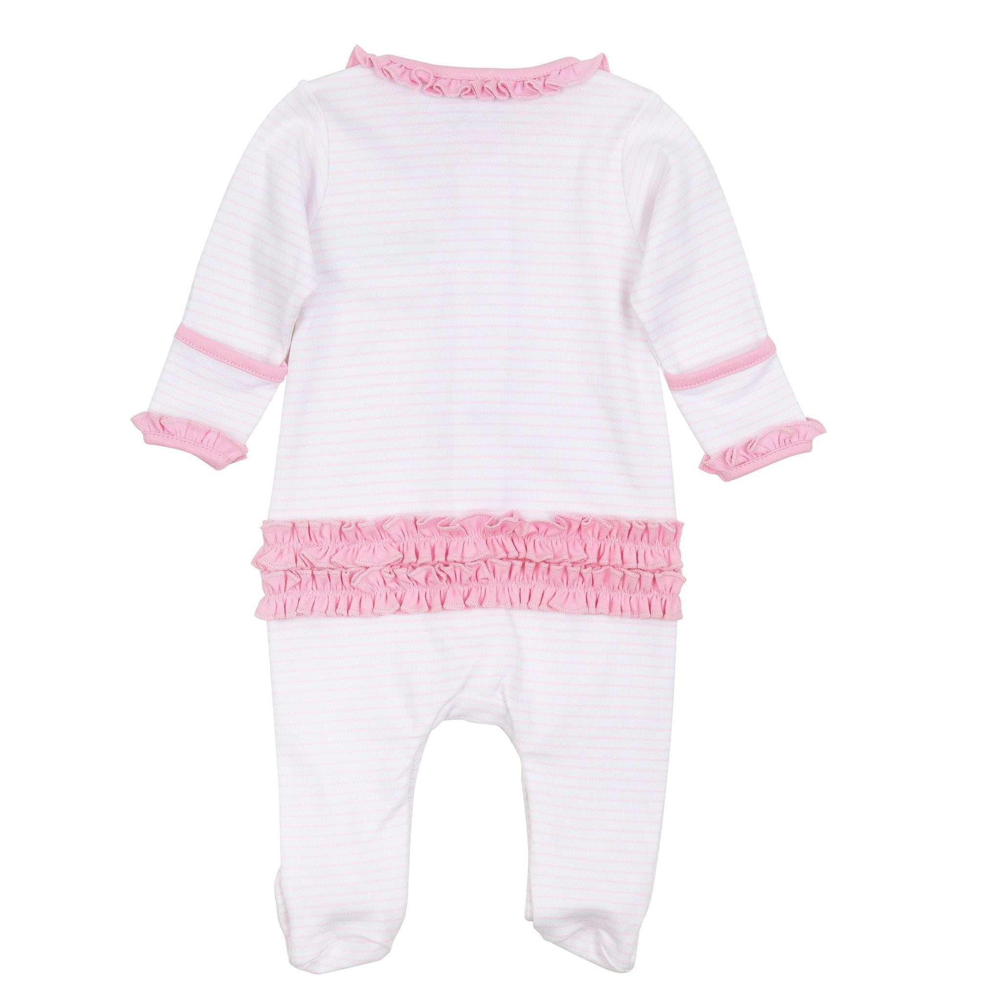 Bayou Babies Applique Ruffle Footie - Pink - Magnolia BabyFootie