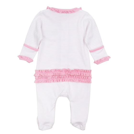 Bayou Babies Applique Ruffle Footie - Pink - Magnolia BabyFootie