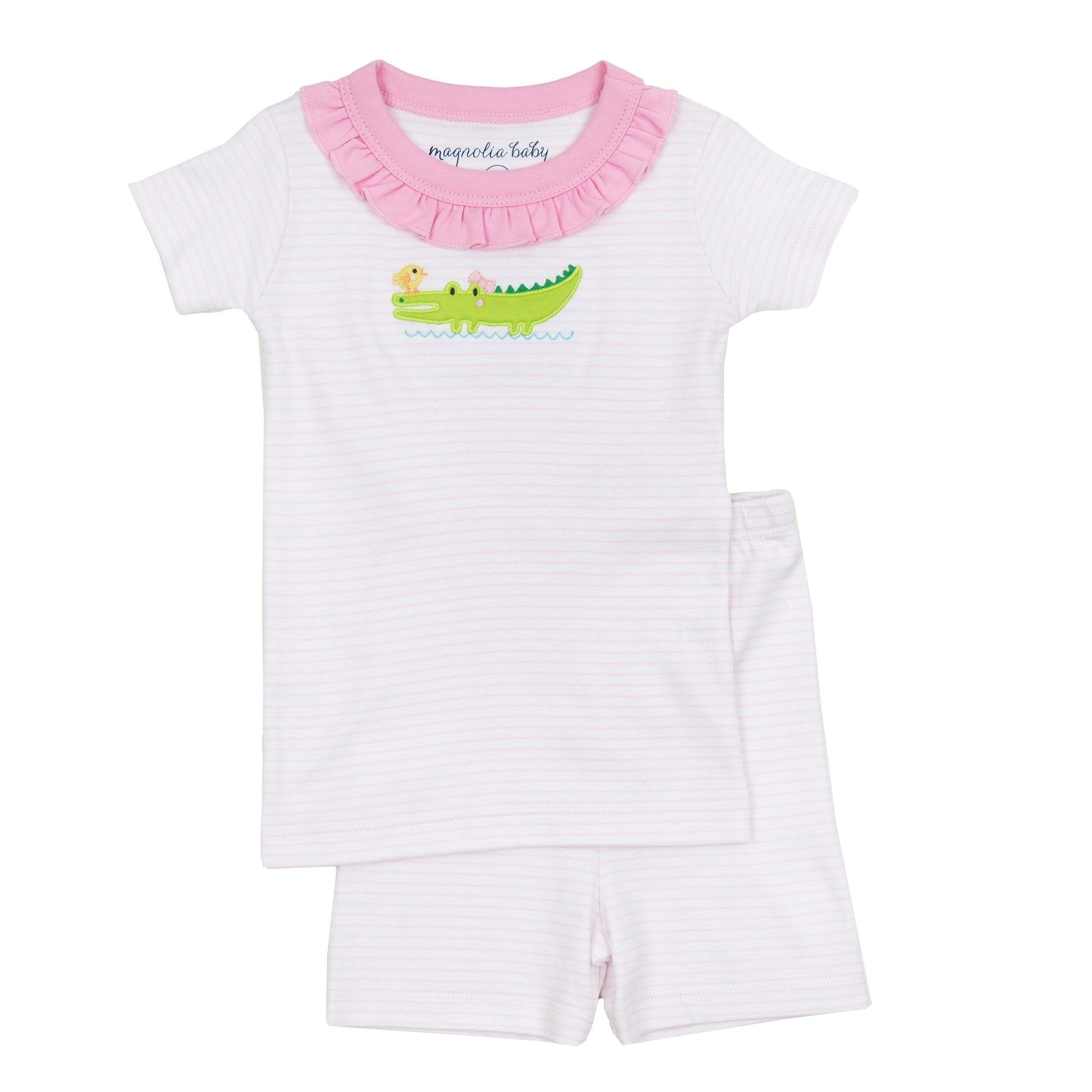 Bayou Babies Applique Short Pajamas - Pink - Magnolia BabyShort Pajamas