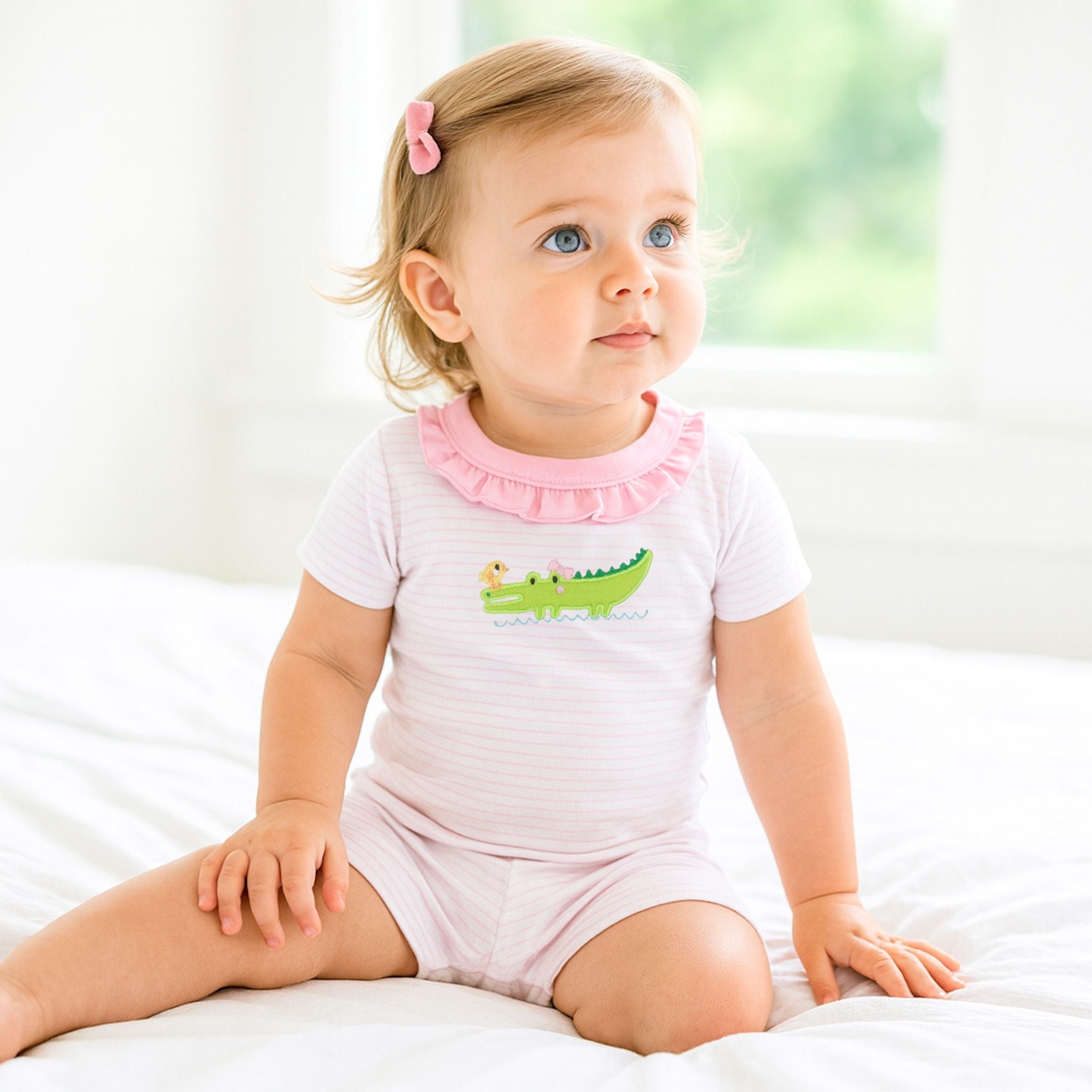 Bayou Babies Applique Short Pajamas - Pink - Magnolia BabyShort Pajamas