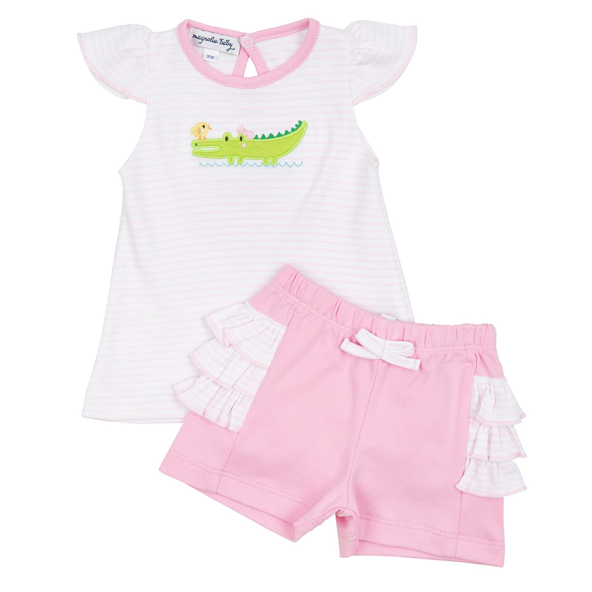 Bayou Babies Applique Short Set - Pink - Magnolia BabyShort Set