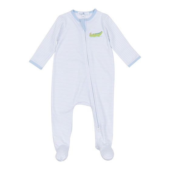 Bayou Babies Applique Zip Footie - Light Blue - Magnolia BabyFootie