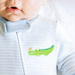 Bayou Babies Applique Zip Footie - Light Blue - Magnolia BabyFootie
