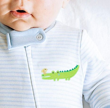 Bayou Babies Applique Zip Footie - Light Blue - Magnolia BabyFootie