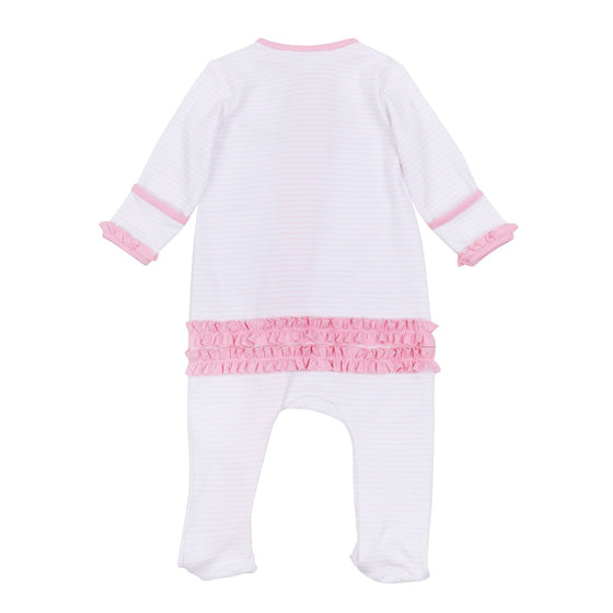 Bayou Babies Applique Zip Footie - Pink - Magnolia BabyFootie