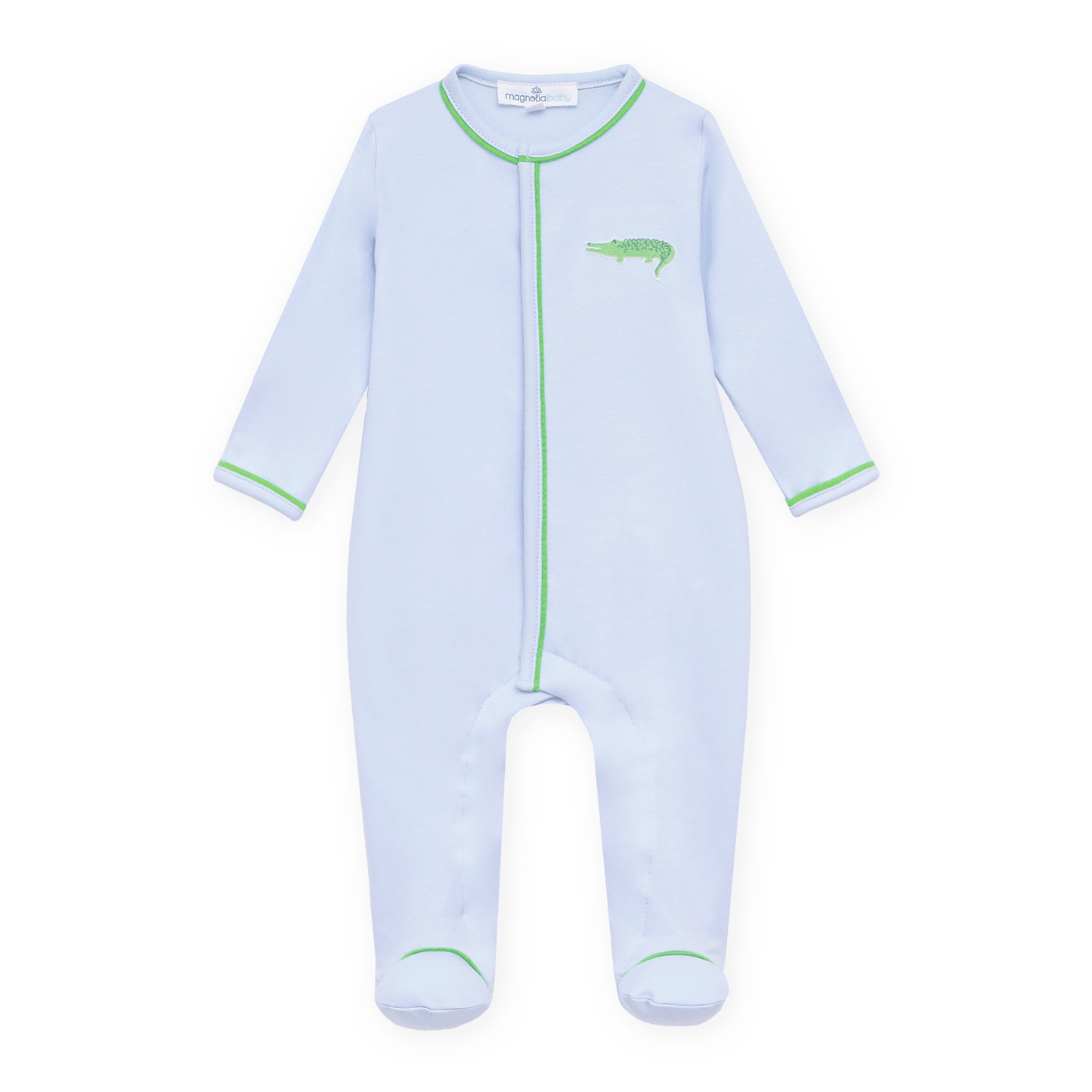 Bayou Baby Hand-Embroidered Footie - Light Blue - Magnolia BabyFootie
