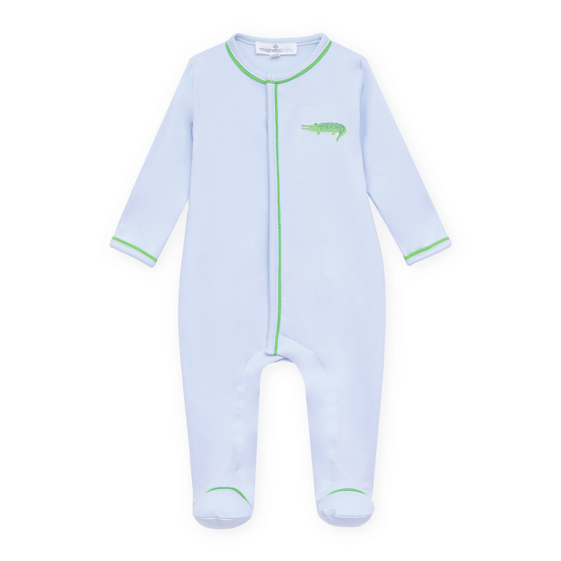 Bayou Baby Hand-Embroidered Footie - Light Blue - Magnolia BabyFootie