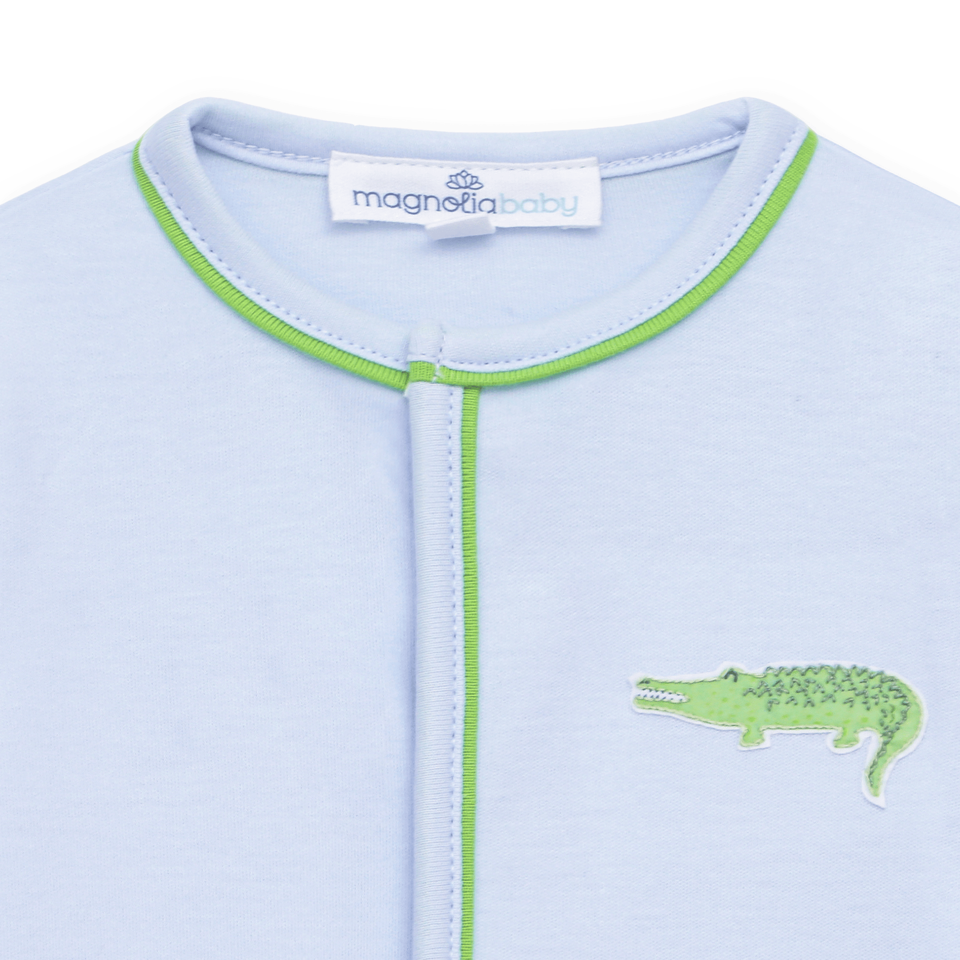 Bayou Baby Hand-Embroidered Footie - Light Blue - Magnolia BabyFootie