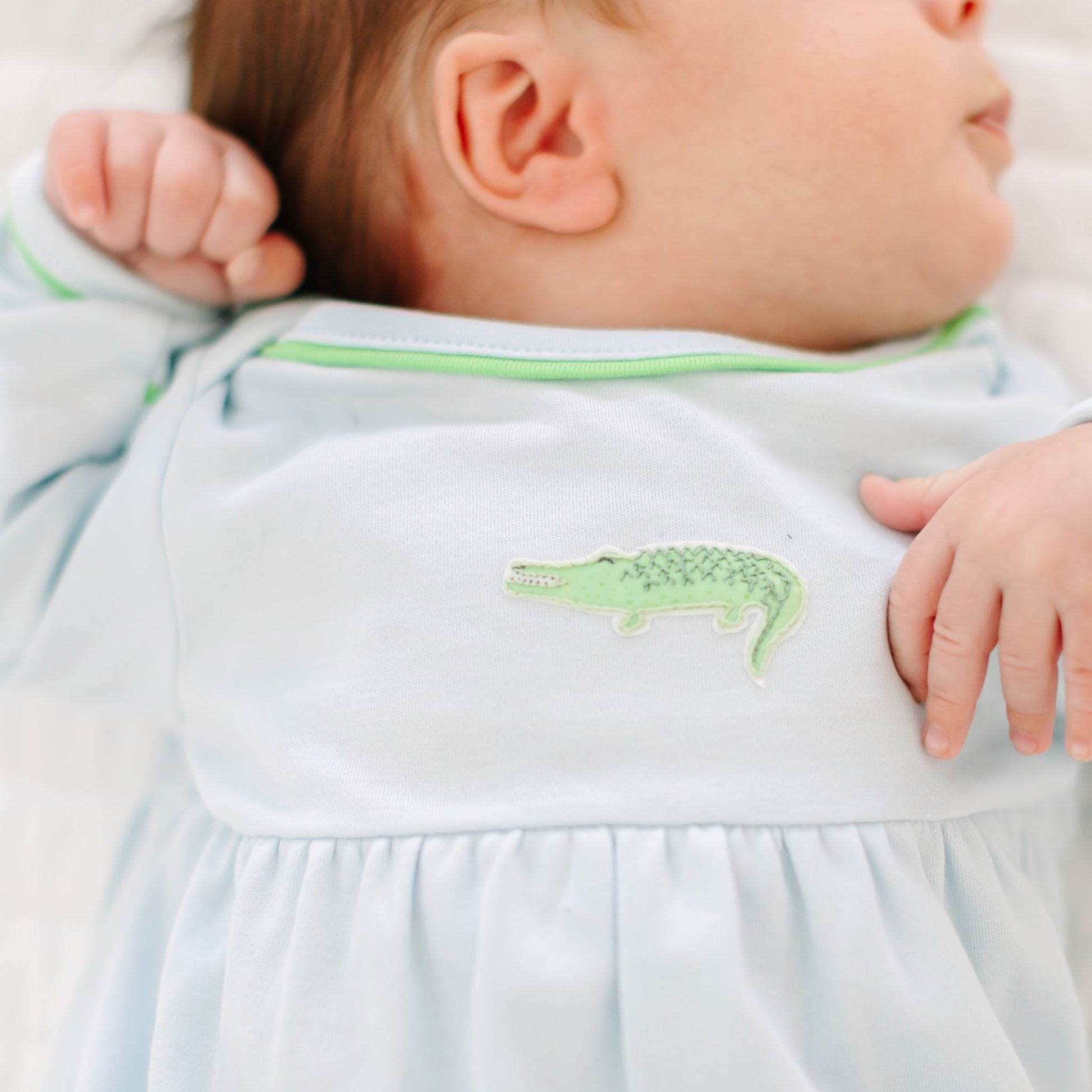 Magnolia Baby_Bayou Baby Hand-Embroidered Gathered Gown - Light Blue_2