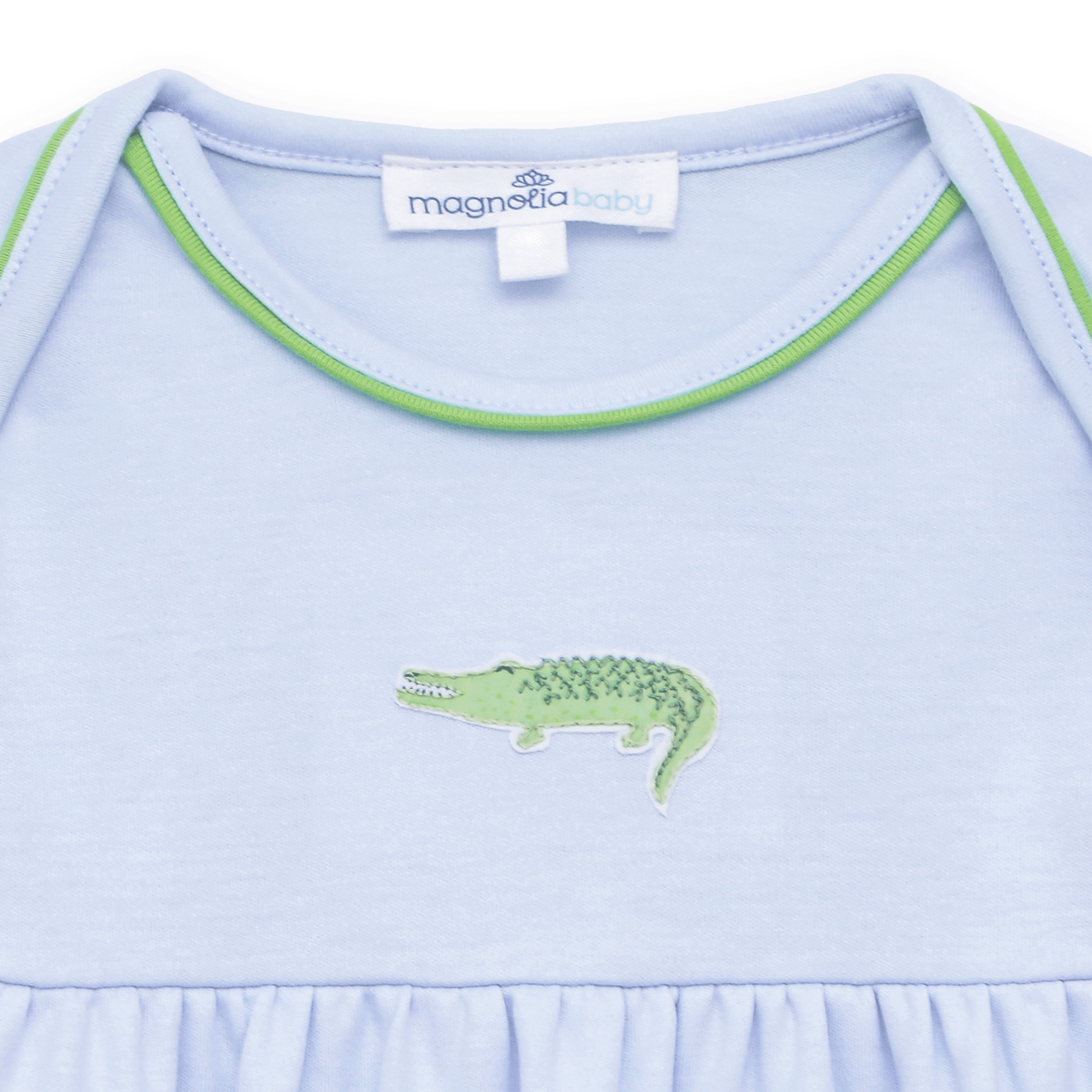 Magnolia Baby_Bayou Baby Hand-Embroidered Gathered Gown - Light Blue_6