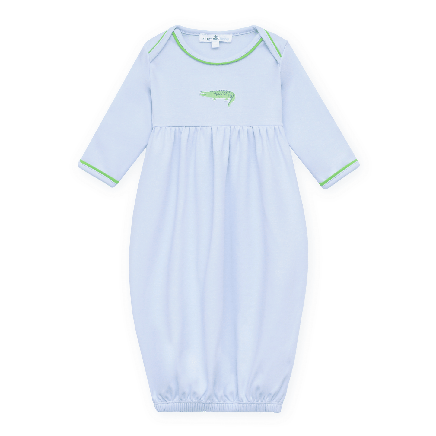 Magnolia Baby_Bayou Baby Hand-Embroidered Gathered Gown - Light Blue_4