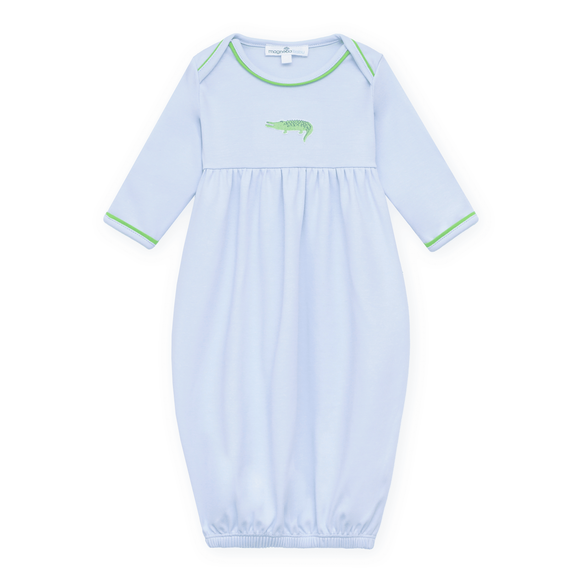 Magnolia Baby_Bayou Baby Hand-Embroidered Gathered Gown - Light Blue_4