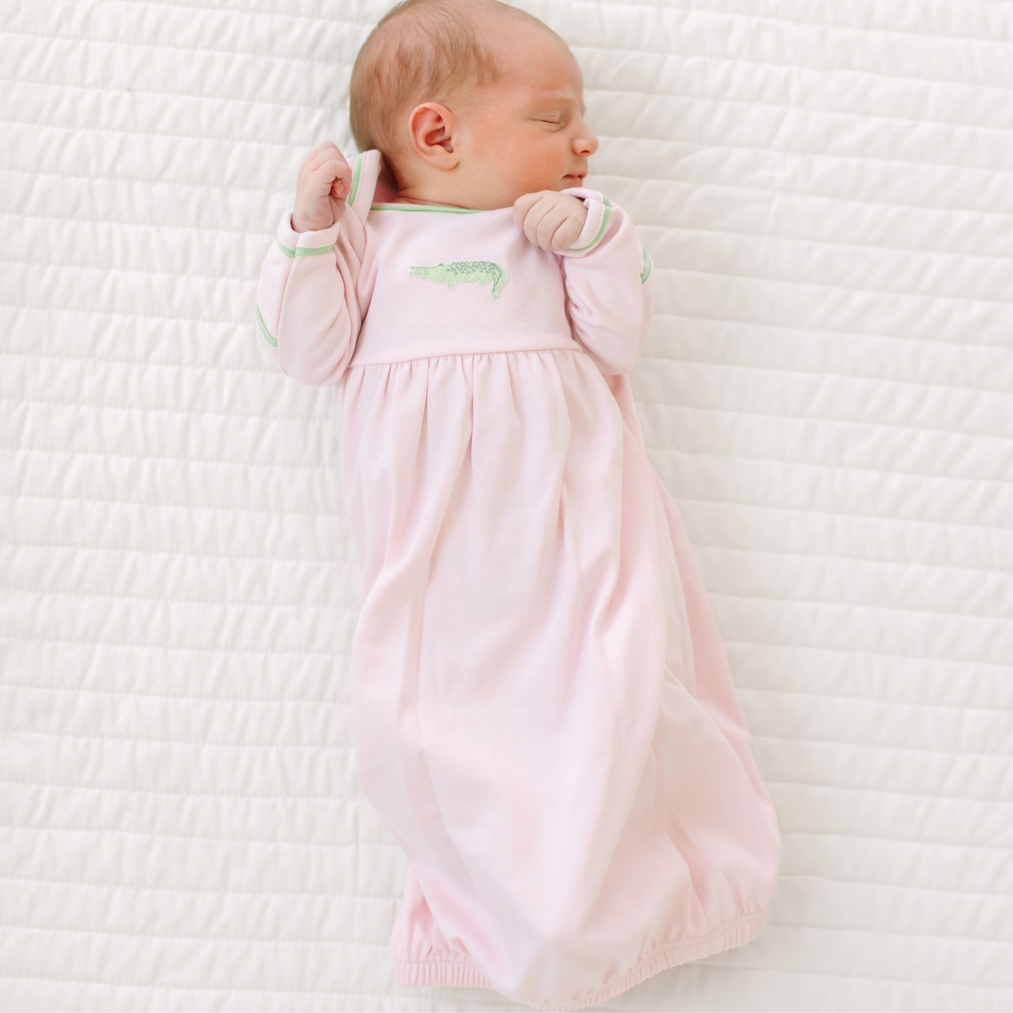 Magnolia Baby_Bayou Baby Hand-Embroidered Gathered Gown - Pink_1
