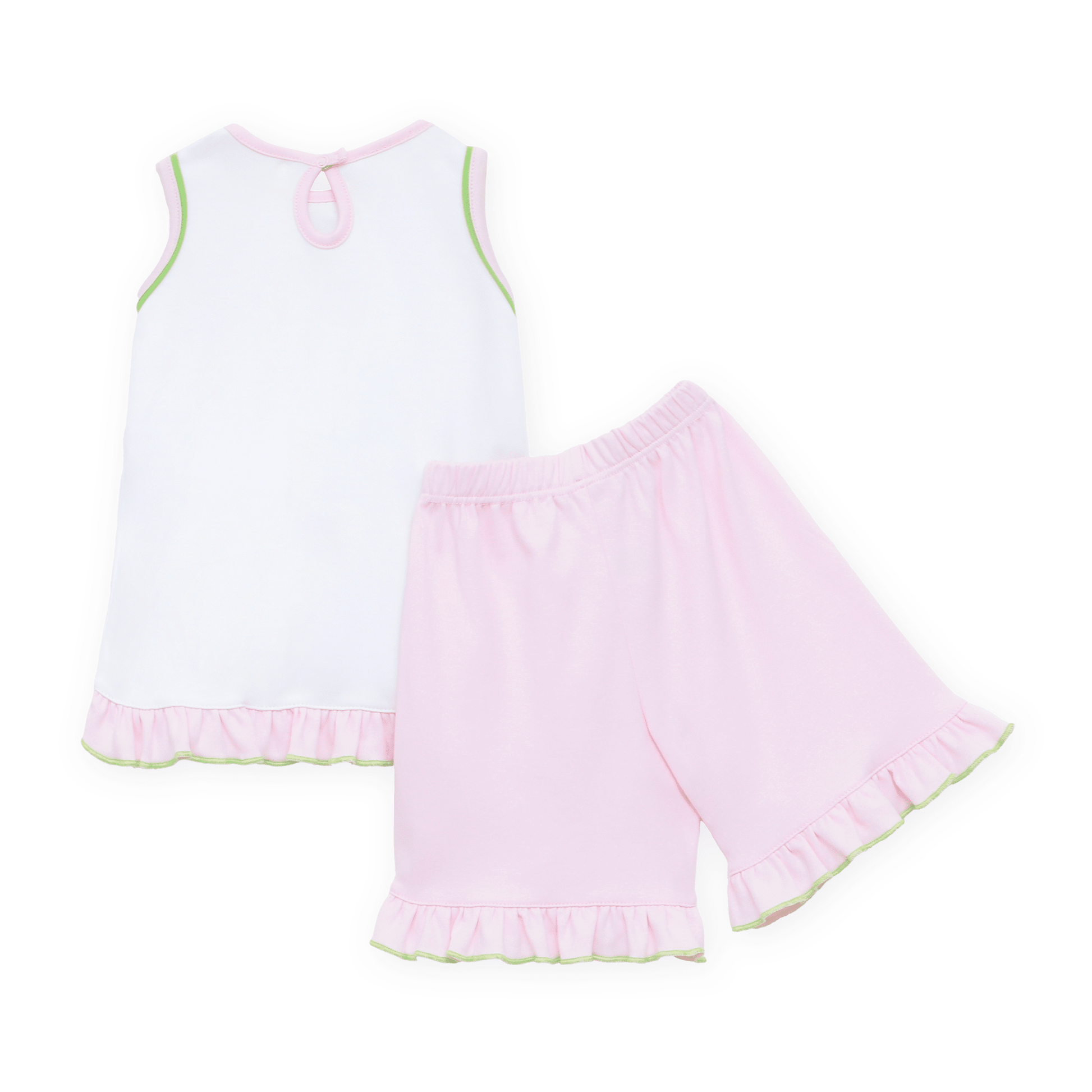 Magnolia Baby_Bayou Baby Hand-Embroidered Ruffle Short Set - Pink_2
