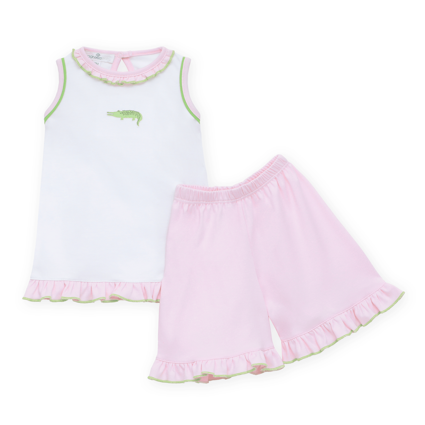 Magnolia Baby_Bayou Baby Hand-Embroidered Ruffle Short Set - Pink_1