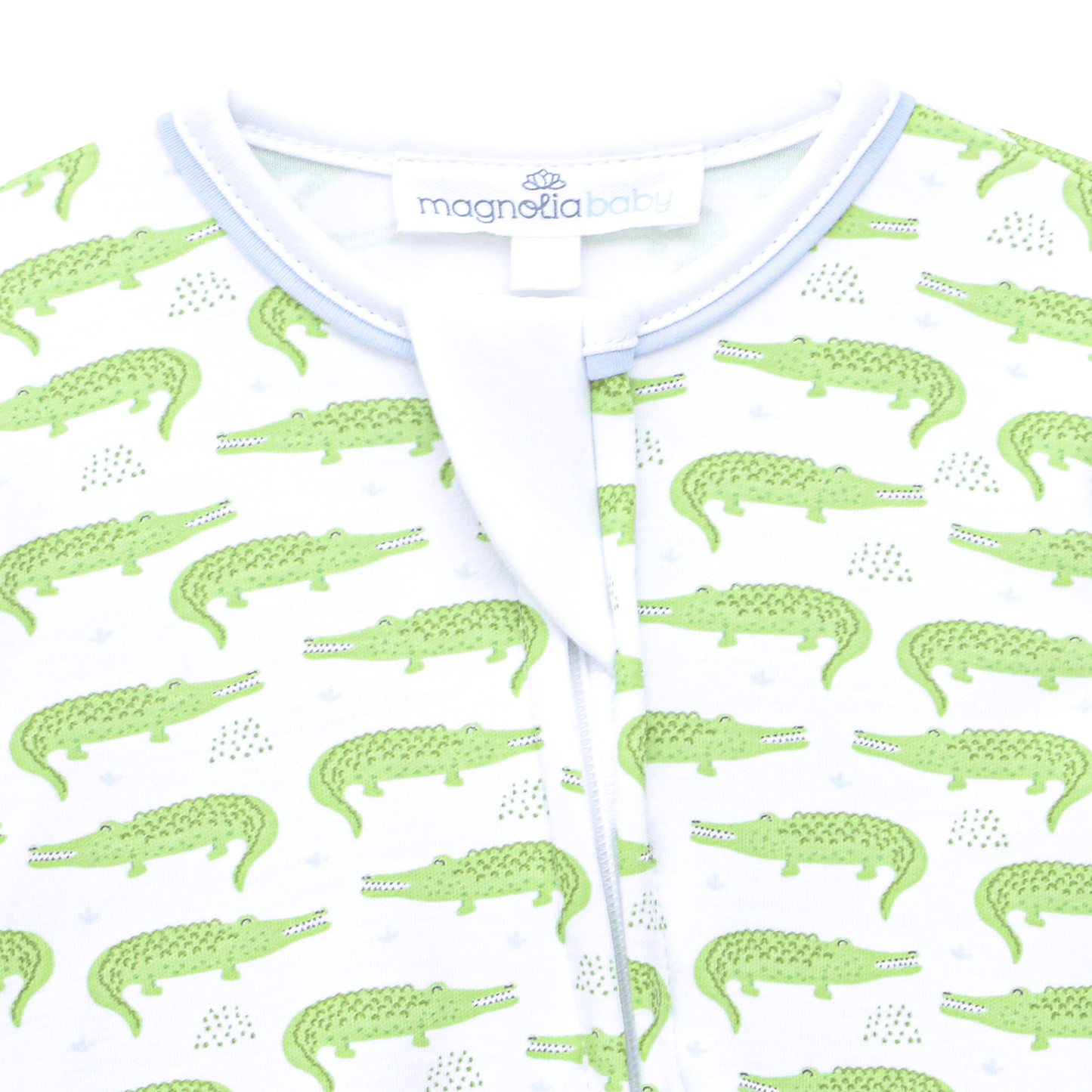 Bayou Baby Print Zip Footie - Light Blue - Magnolia BabyFootie