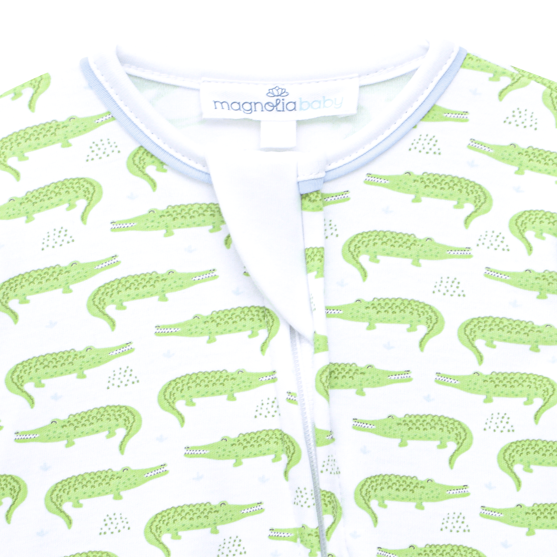 Bayou Baby Print Zip Footie - Light Blue - Magnolia BabyFootie