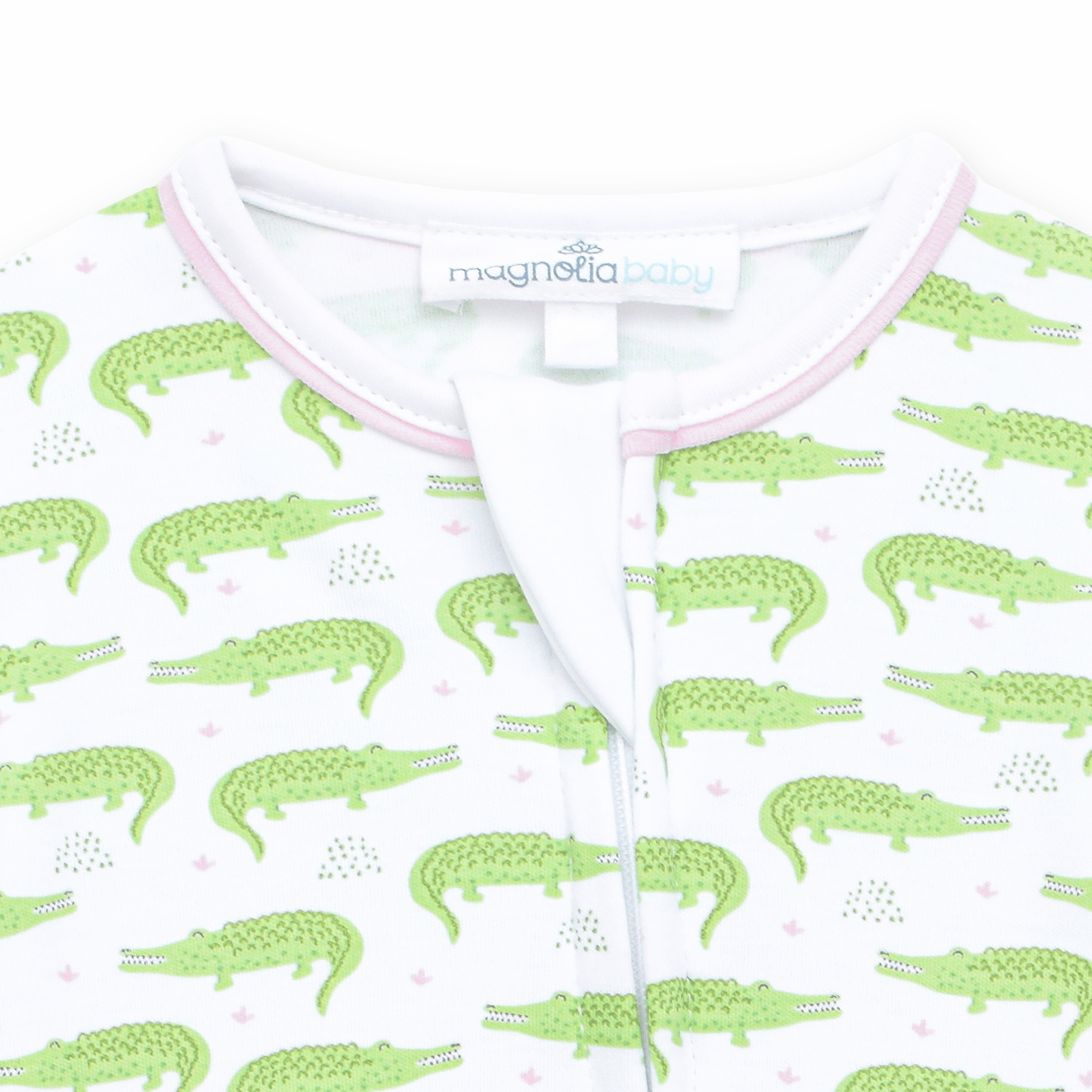 Bayou Baby Print Zip Footie - Pink - Magnolia BabyFootie